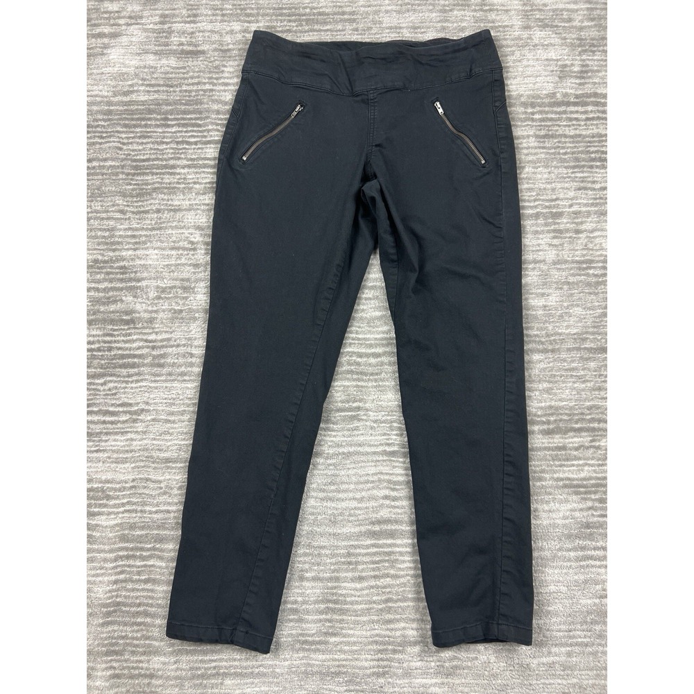 Natural Reflections Pants Womens 12 Black Pull On Zipper Pocket Straight Leg